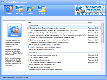 System Maintenance screenshot