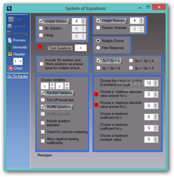 System of Equations screenshot