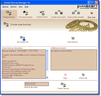 System rescue manager 9x screenshot