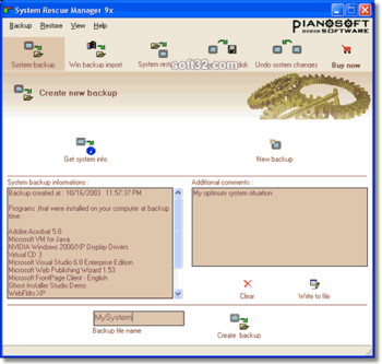 System rescue manager 9x screenshot 2