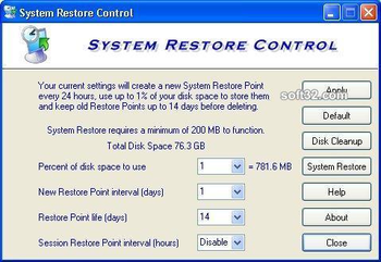 System Restore Control screenshot 3