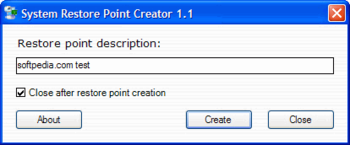 System Restore Point Creator screenshot