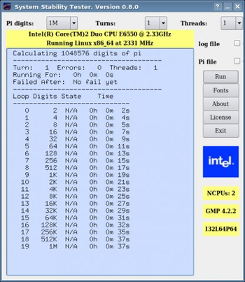 System Stability Tester screenshot