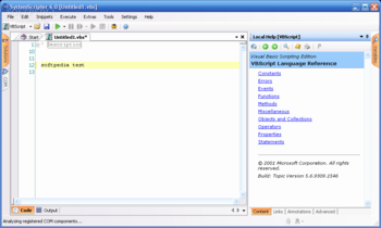 Systemscripter screenshot