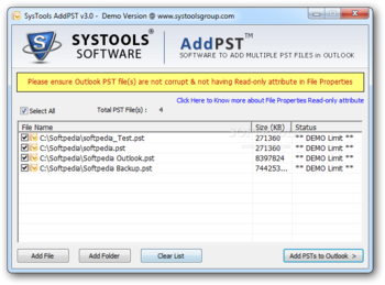 SysTools AddPST screenshot