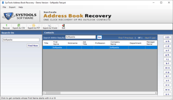 SysTools Address Book Recovery screenshot