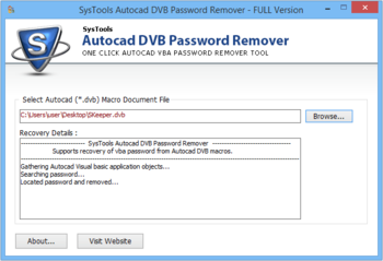 SysTools Autocad DVB Password Remover screenshot