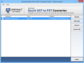 SysTools Batch OST to PST Converter screenshot