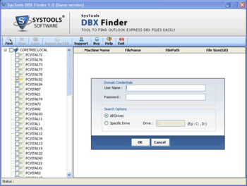 SysTools DBX Finder screenshot 2