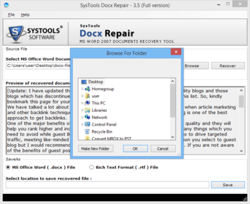 SysTools Docx Repair screenshot 3