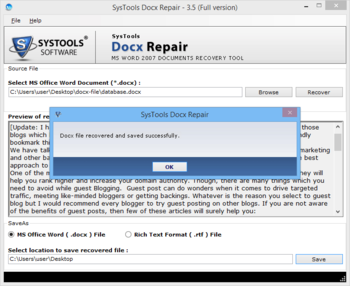 SysTools Docx Repair screenshot 6