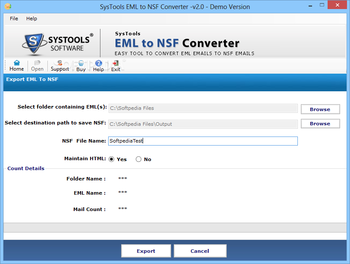 SysTools EML to NSF Converter screenshot 2