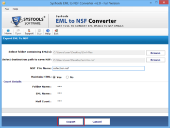 SysTools EML to NSF Converter screenshot 3