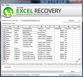 SysTools Excel Recovery screenshot