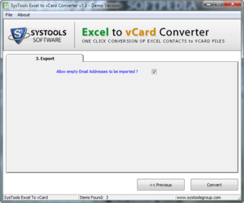 SysTools Excel to vCard Converter screenshot 3