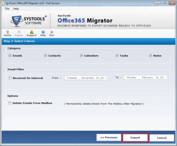 Systools Exchange to Office 365 Migrator screenshot 3