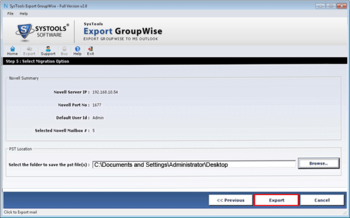 SysTools Export GroupWise screenshot