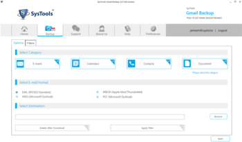 SysTools Gmail Backup screenshot 2