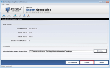 SysTools GroupWise to PST Converter screenshot