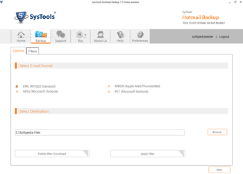 SysTools Hotmail Backup screenshot 2