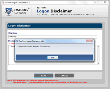 SysTools Logon Disclaimer screenshot 4