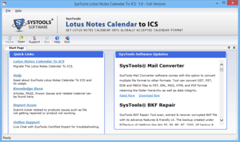 SysTools Lotus Calendar to ICS screenshot