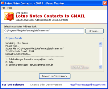 SysTools Lotus Notes Contacts to GMAIL screenshot 2