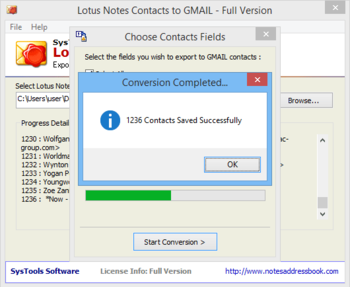 SysTools Lotus Notes Contacts to Gmail screenshot 2