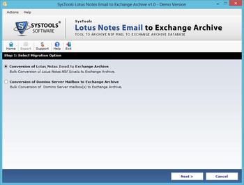 SysTools Lotus Notes Emails to Exchange Archive screenshot 2