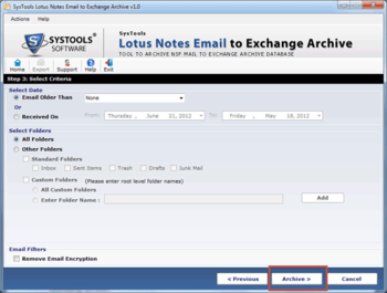 SysTools Lotus Notes Emails to Exchange Archive screenshot 5