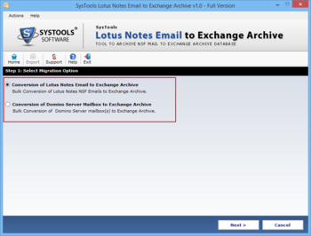 SysTools Lotus Notes Emails to Exchange Archive screenshot 4