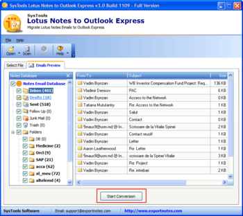 SysTools Lotus Notes to Outlook Express screenshot