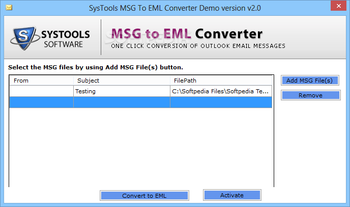SysTools MSG to EML Converter screenshot
