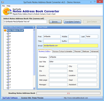 SysTools Notes Address Book Converter screenshot