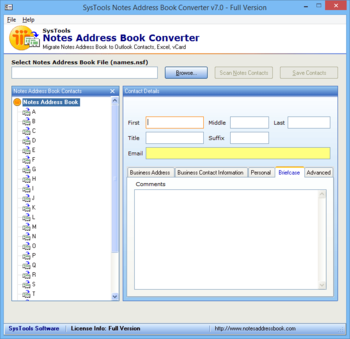 SysTools Notes Address Book Converter screenshot