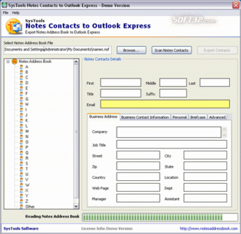 SysTools Notes Contacts to Outlook Express screenshot 2