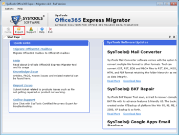 SysTools Office365 Express Migrator screenshot