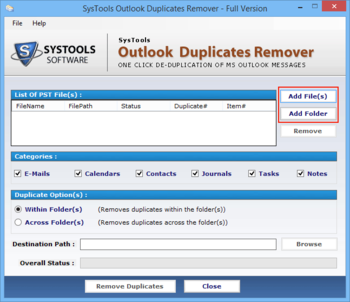 SysTools Outlook Duplicates Remover screenshot