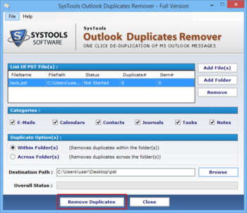 SysTools Outlook Duplicates Remover screenshot 3