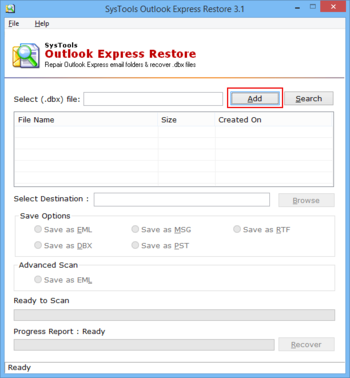 SysTools Outlook Express Restore screenshot 2