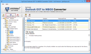 SysTools Outlook OST to MBOX Converter screenshot