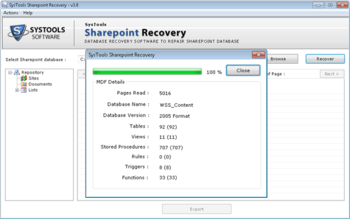 SysTools SharePoint Recovery screenshot