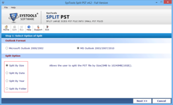 SysTools Split PST screenshot