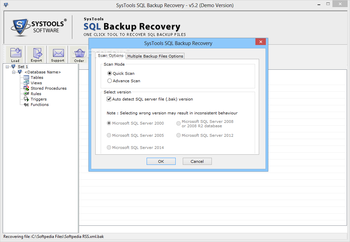 SysTools SQL Backup Recovery screenshot