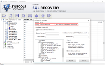 SysTools SQL Recovery screenshot 3