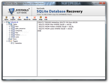SysTools SQLite Database Recovery screenshot