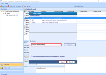 SysTools Thunderbird Address Book Converter screenshot