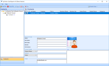 SysTools vCard Export screenshot