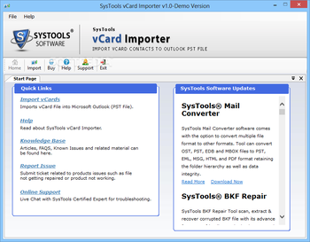 SysTools vCard Importer screenshot