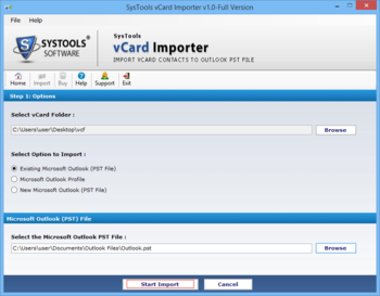 SysTools vCard Importer screenshot